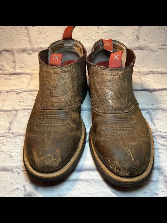 Twisted X Cow Dog Western Boots Mens 9M Brown Leather Comfort Cowboy Slip On main image 7